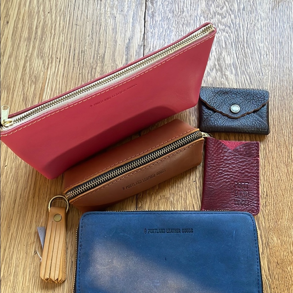 Portland Leather Goods Women's Accessory Set - Red, Brown, Blue free shipping
